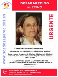 Cartel de desaparición de Francisca Cadenas